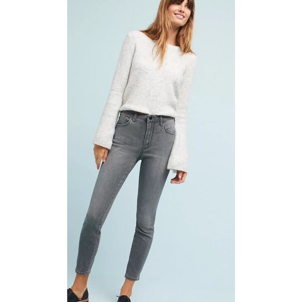 Anthropologie Sz 29 Pilcro Letterpress High Rise Skinny Jeans Stretch Light Gray